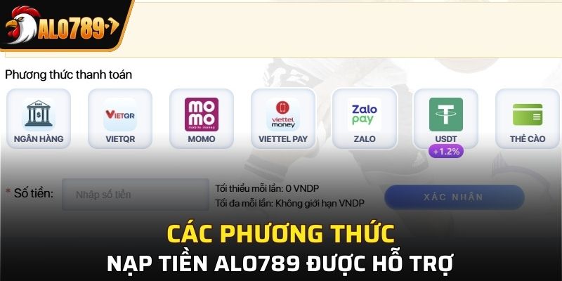 Các phương thức nạp tiền vào nhà cái Alo789