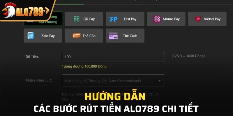 Hướng dẫn các bước giao dịch rút tiền nhà cái Alo789